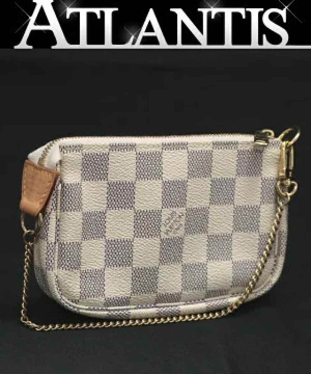 Louis Vuitton Pochette Accessoires Pouch Clutch Damier Azur White